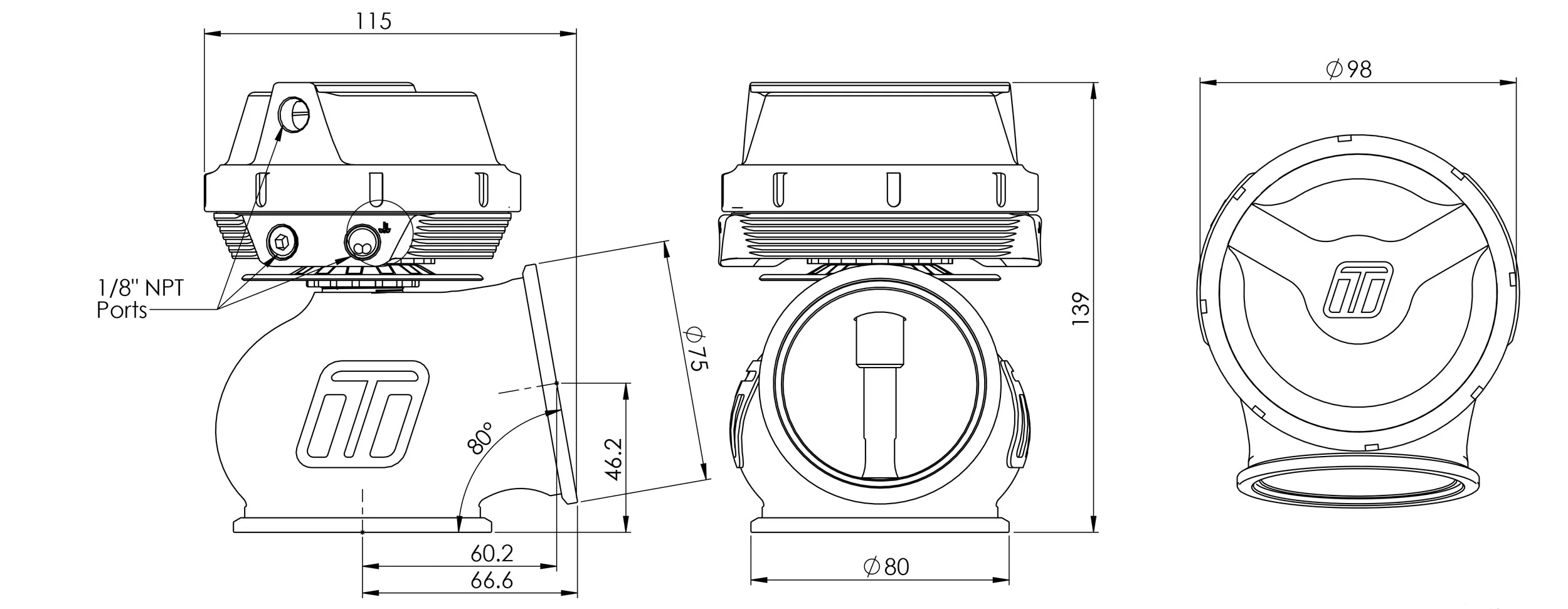GenV PowerGate60 7psi External Wastegate (Black) - Image 6